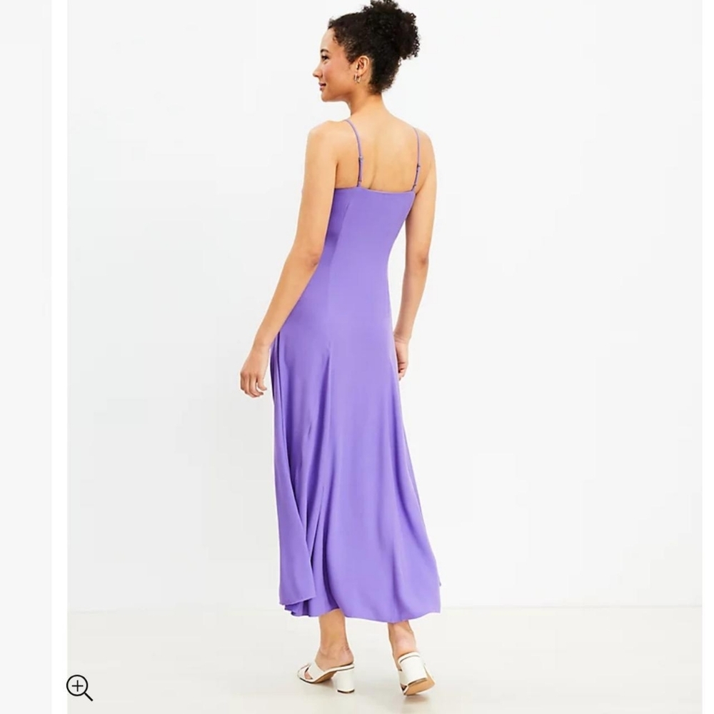 LOFT Lavender Spaghetti-Strap Midi Dress 12P - Picture 2 of 4